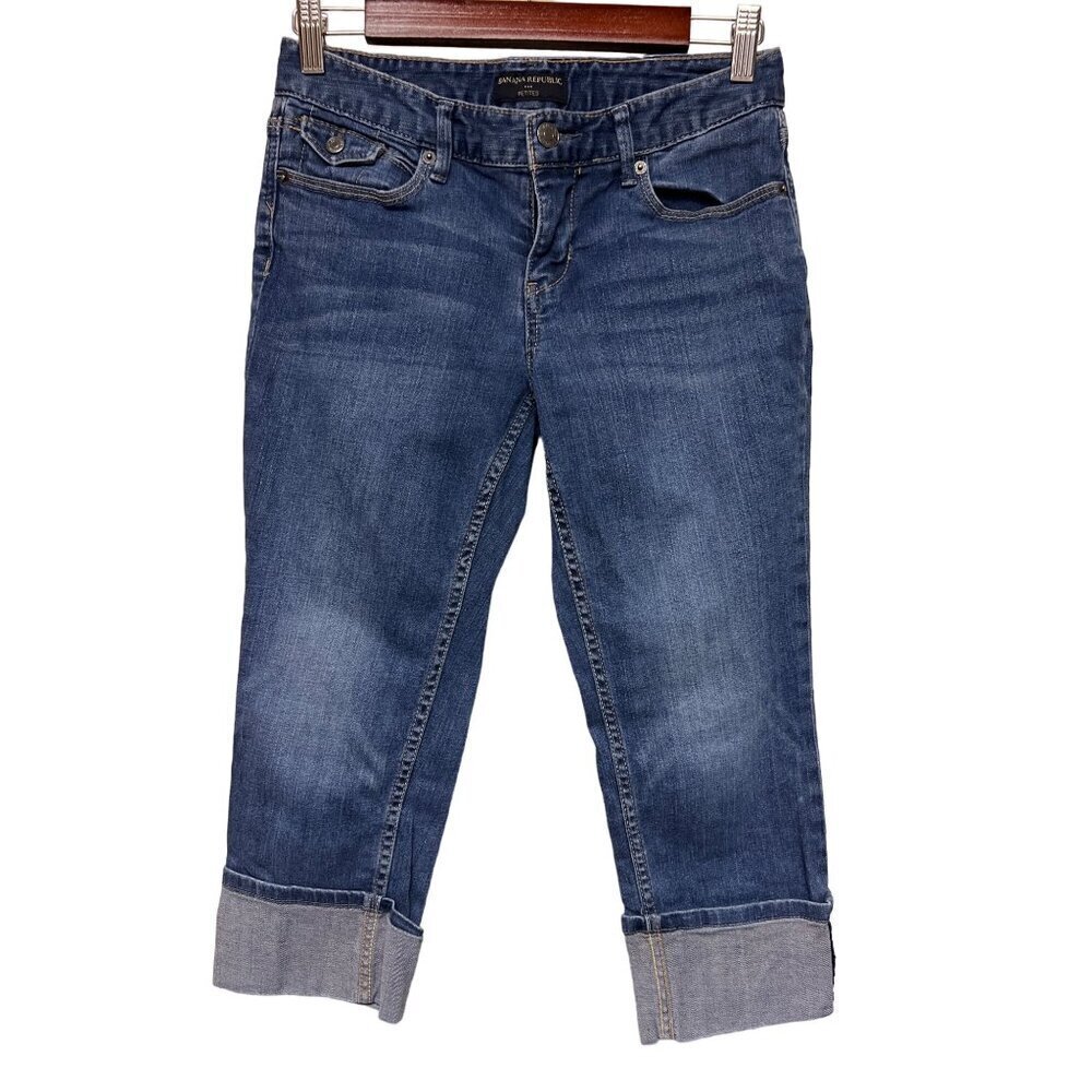 Banana Republic Mid Rise Cropped Denim Blue Jeans Women's Size 4P 4 Petite